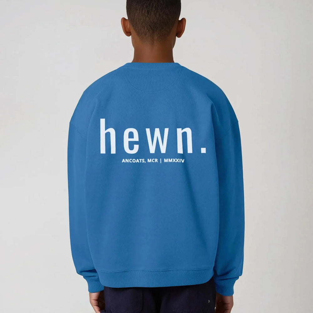 Mens Organic Cotton Signature Oversized Sweatshirt in Morpho Blue hewn.