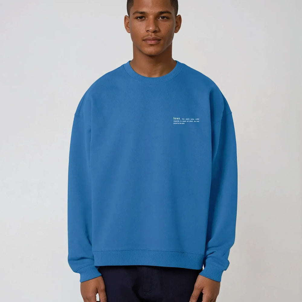 Mens Organic Cotton Signature Oversized Sweatshirt in Morpho Blue hewn.