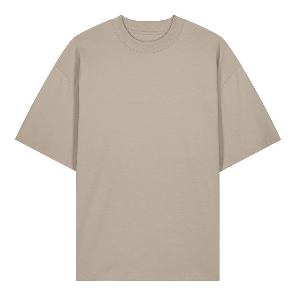 Mens Organic Cotton Signature Oversized T-Shirt in Limestone Grey hewn.
