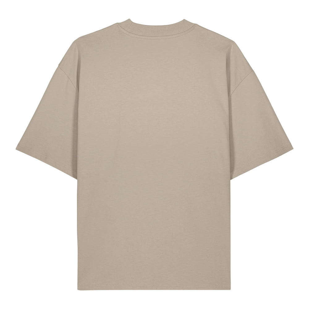 Mens Organic Cotton Signature Oversized T-Shirt in Limestone Grey hewn.