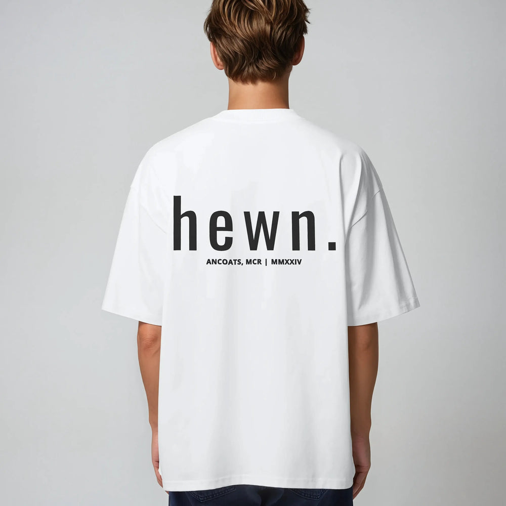 Mens Organic Cotton Signature Oversized T-Shirt in Snow White hewn.