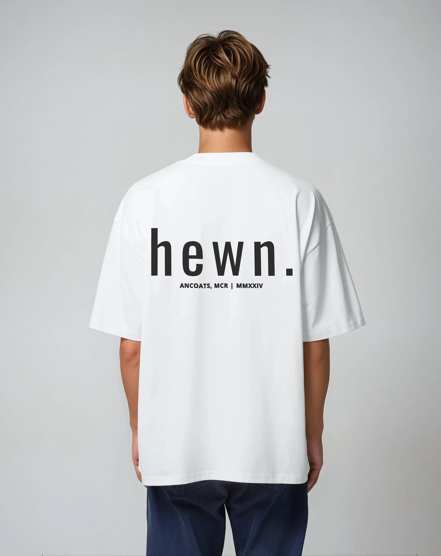 Mens Organic Cotton Signature Oversized T-Shirt in Snow White hewn.