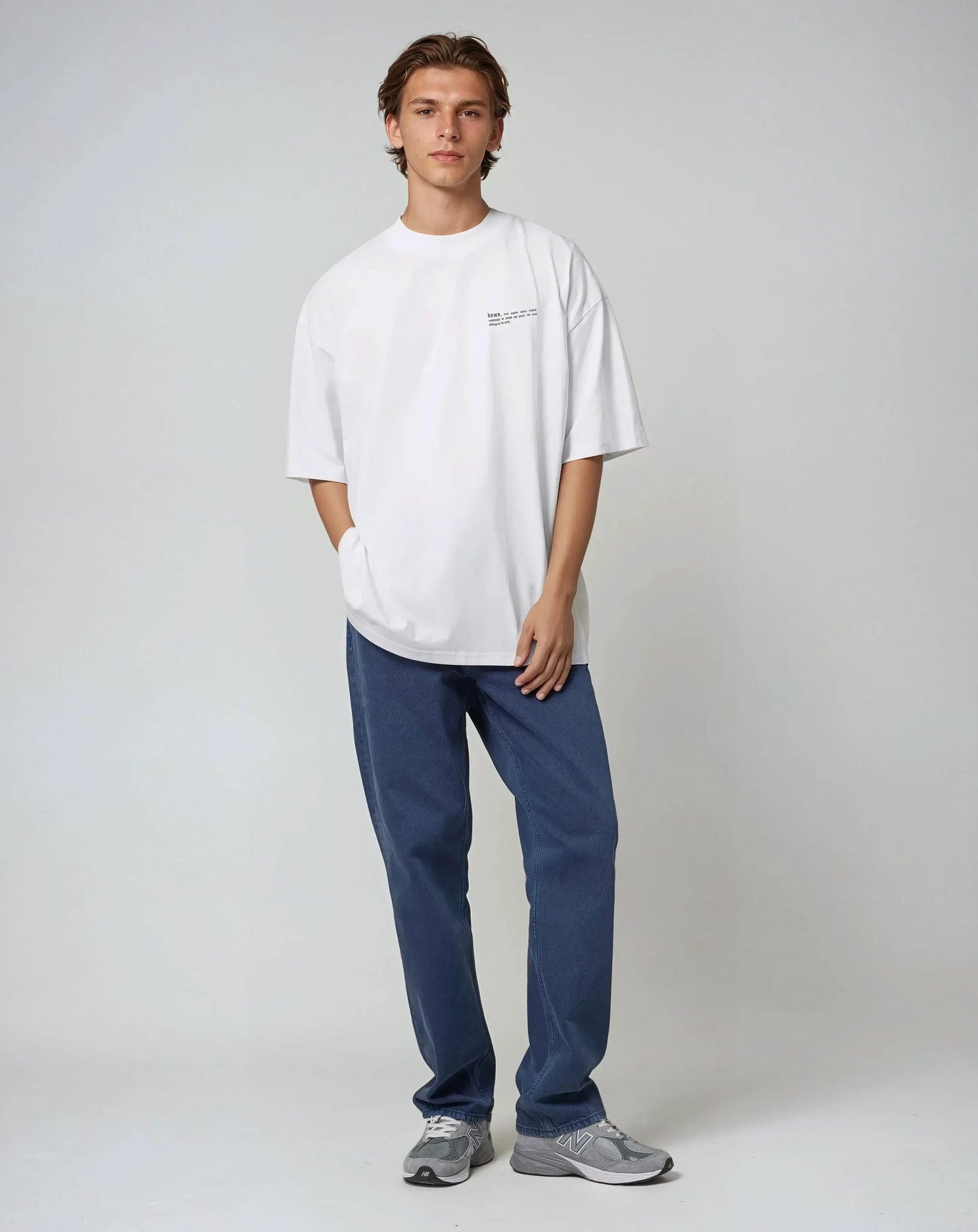 Mens Organic Cotton Signature Oversized T-Shirt in Snow White hewn.