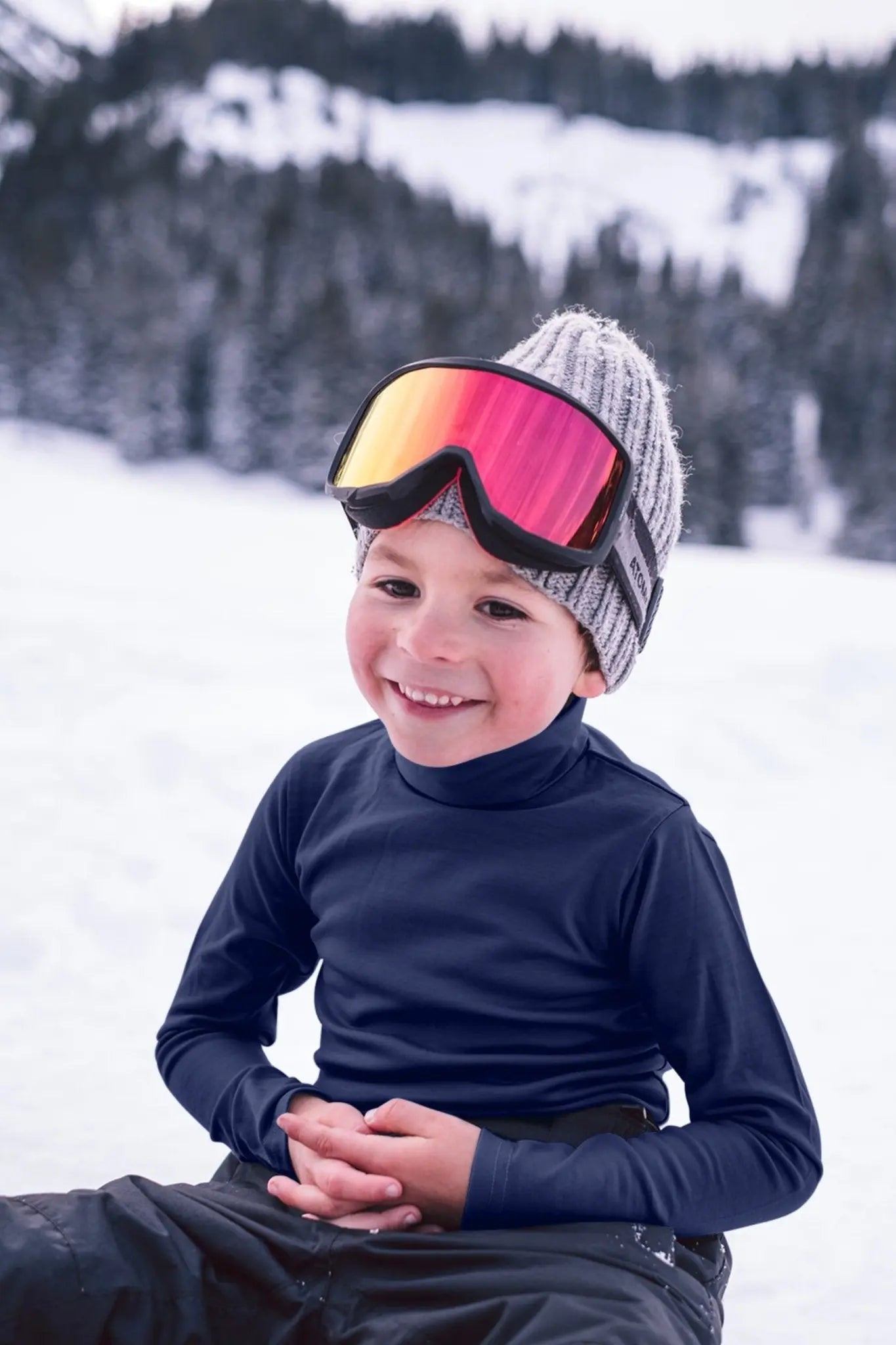 Merino Polo Neck, French Navy Smalls Merino