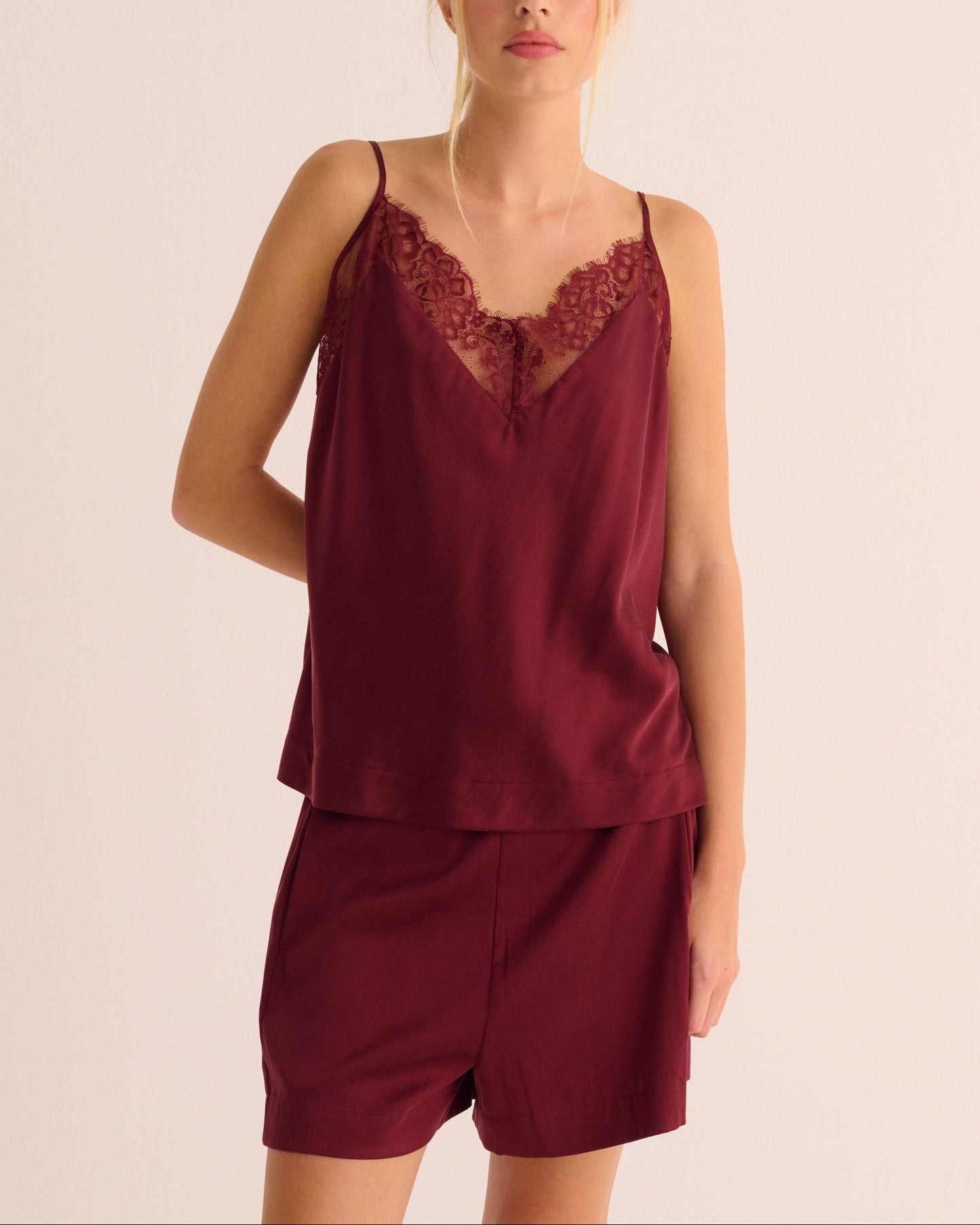 Merlot Washable Organic Stretch Silk Camisole and Shorts Set MAMU Dream
