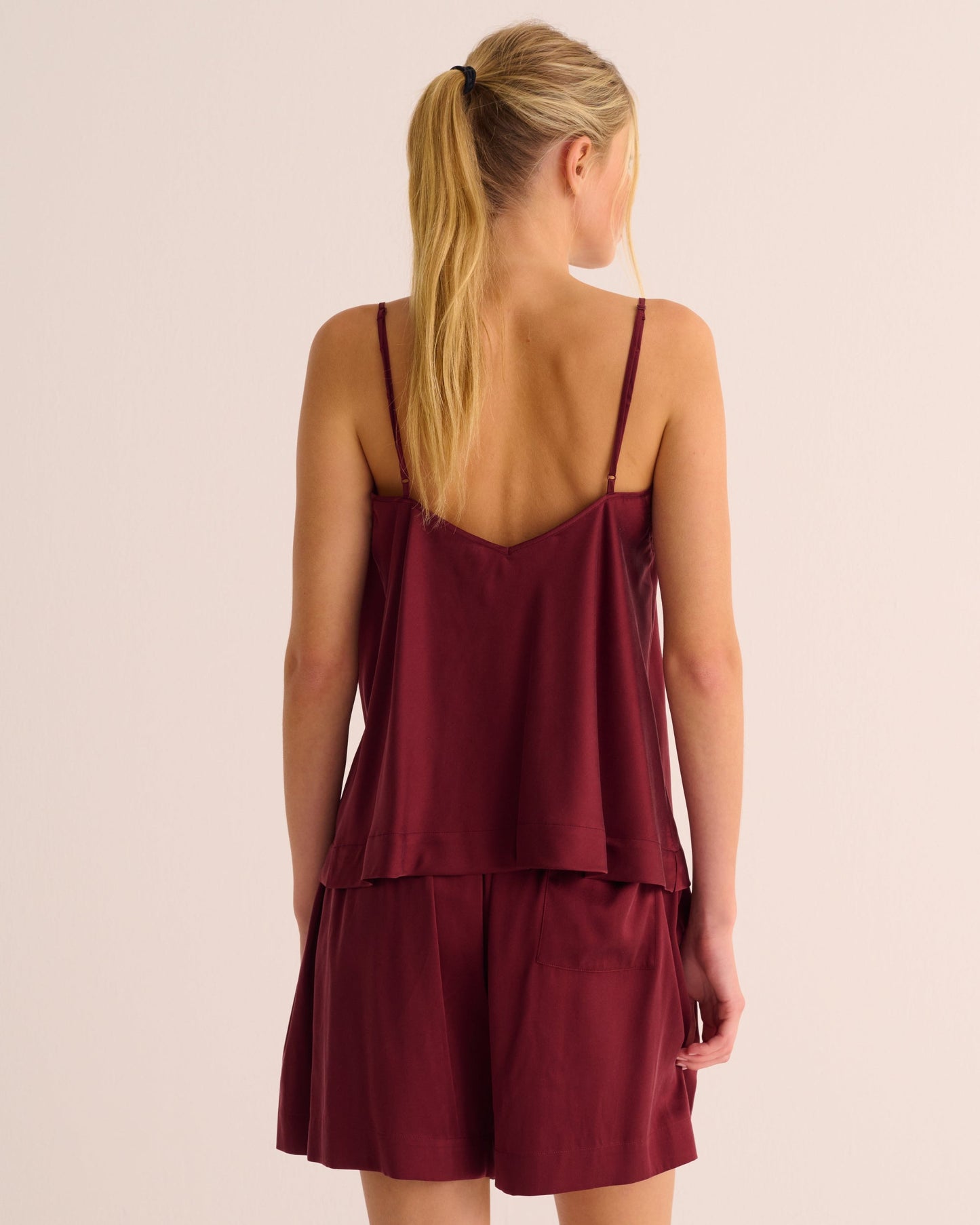 Merlot Washable Organic Stretch Silk Camisole and Shorts Set MAMU Dream