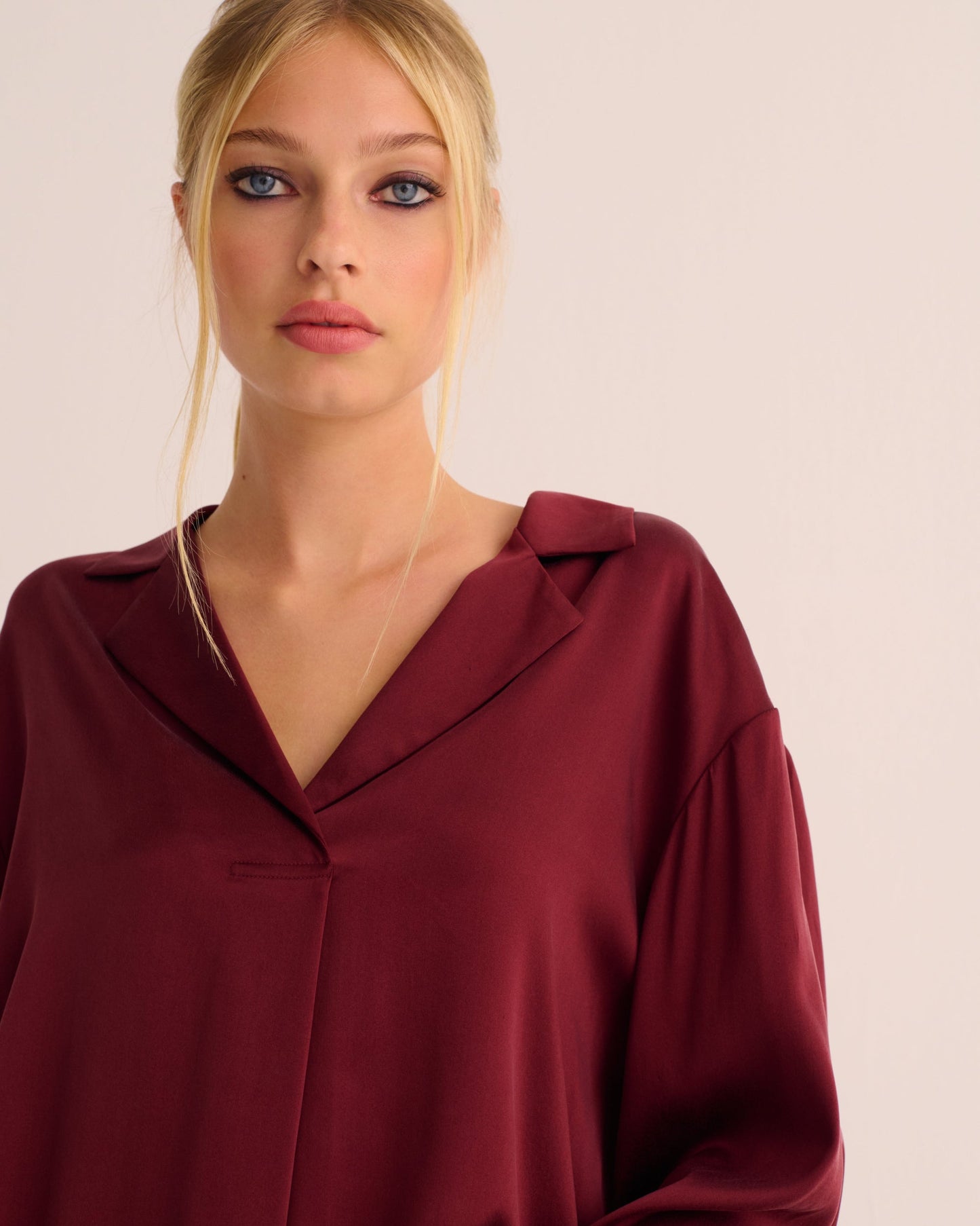 Merlot Washable Organic Stretch Silk Retro Shirt and Bottoms Set MAMU Dream