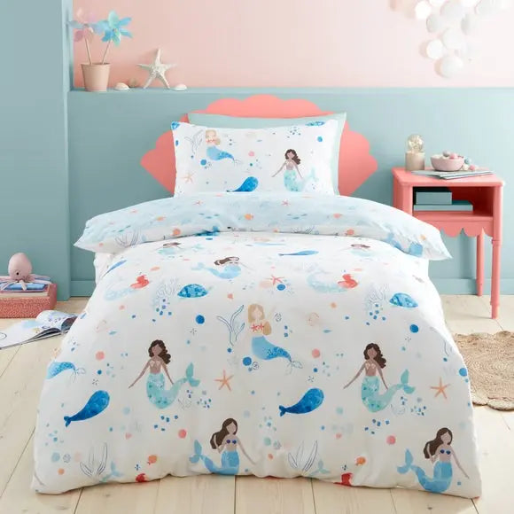 Mermaid Duvet Cover and Pillowcase Set Dunelm