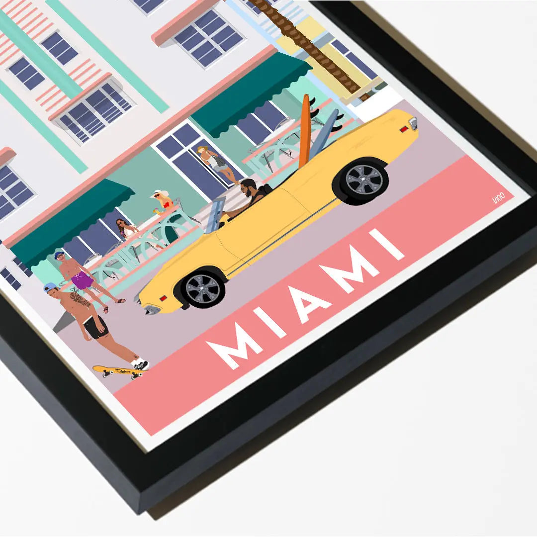 Miami Beach Travel art by SAX Doodle