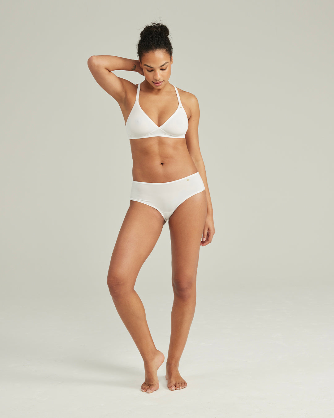 Cotton White Stretch Mid Rise Bikini Brief Nudea