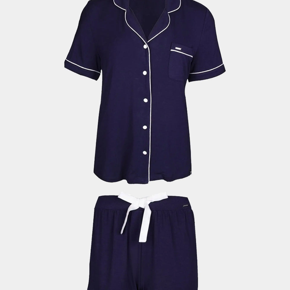 Midnight Bamboo Shirt Short Set Pretty You London