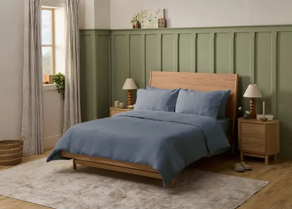 Midnight Blue Cool Linen Bedding Set Simba