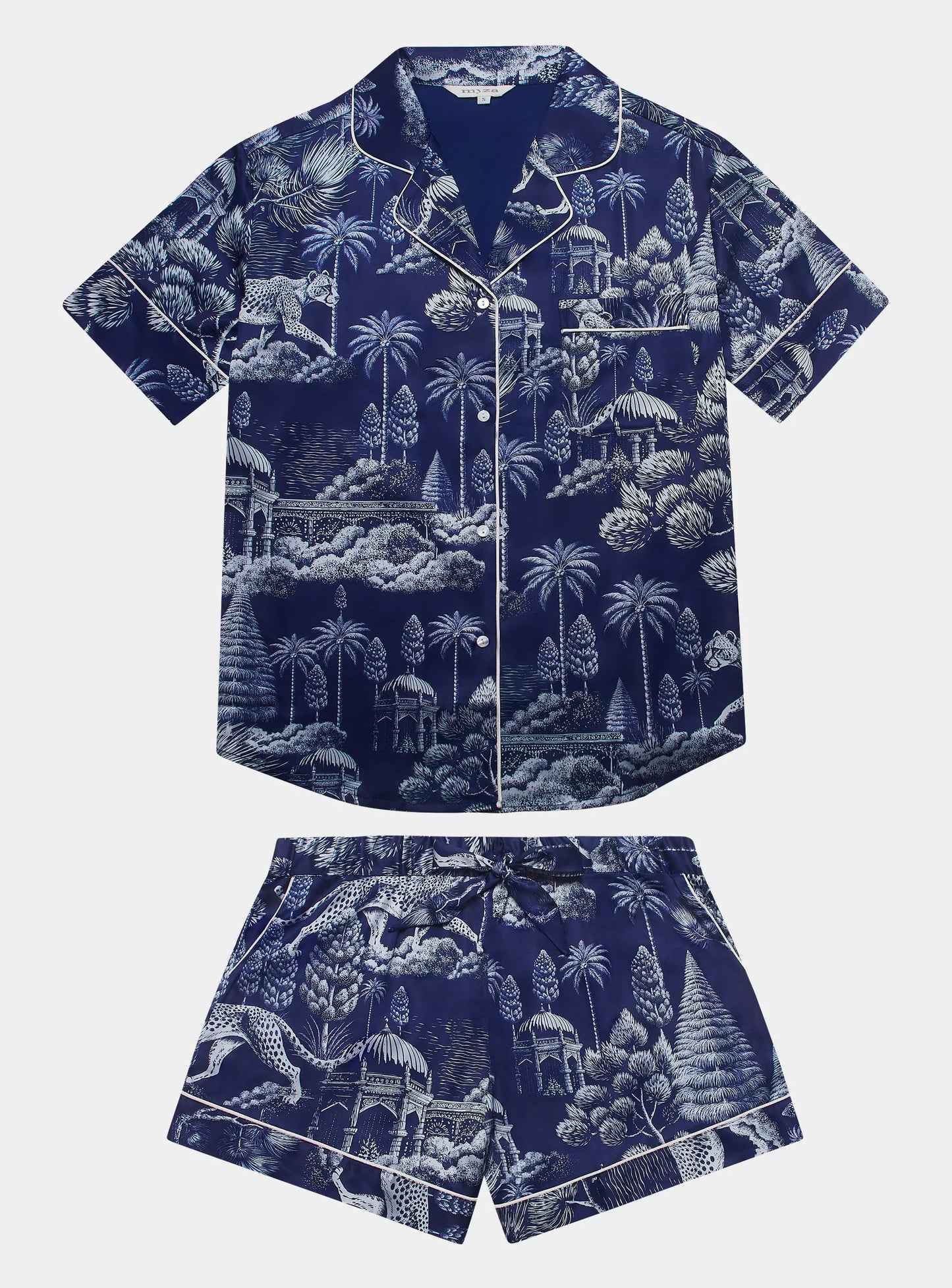 Midnight Jungle Women's Satin Pyjama Short Set Myza