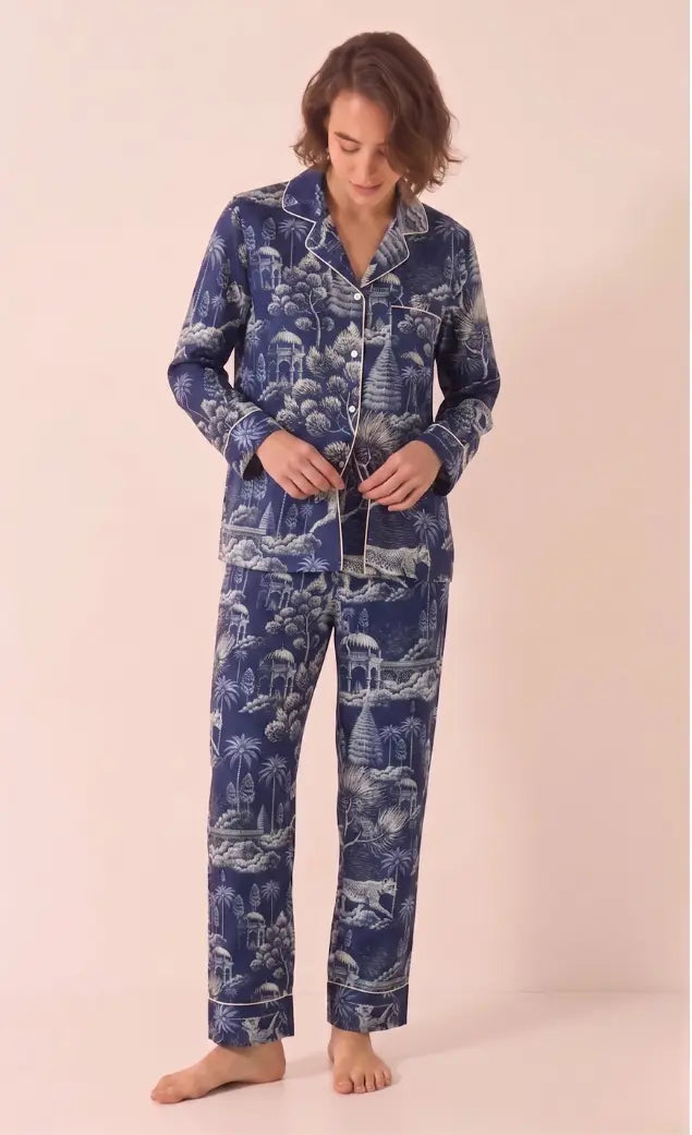 Midnight Jungle Women's Satin Pyjama Trouser Set Myza
