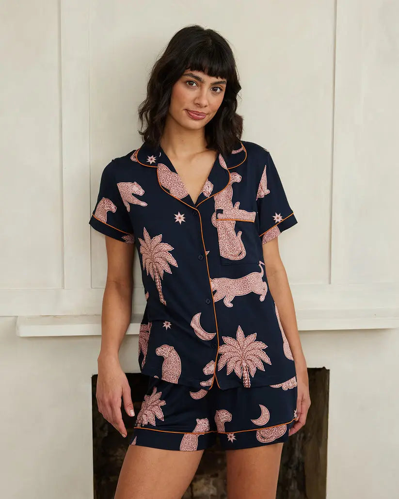 Midnight Leopard Short Pyjama Set Chelsea Peers