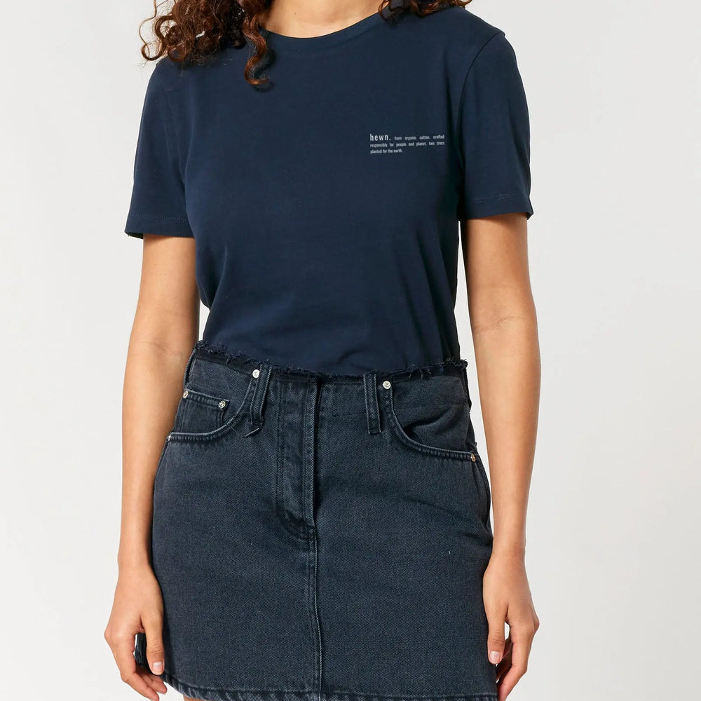 Midnight Navy Blue Women's Organic Cotton Relaxed-Fit T-Shirt hewn.