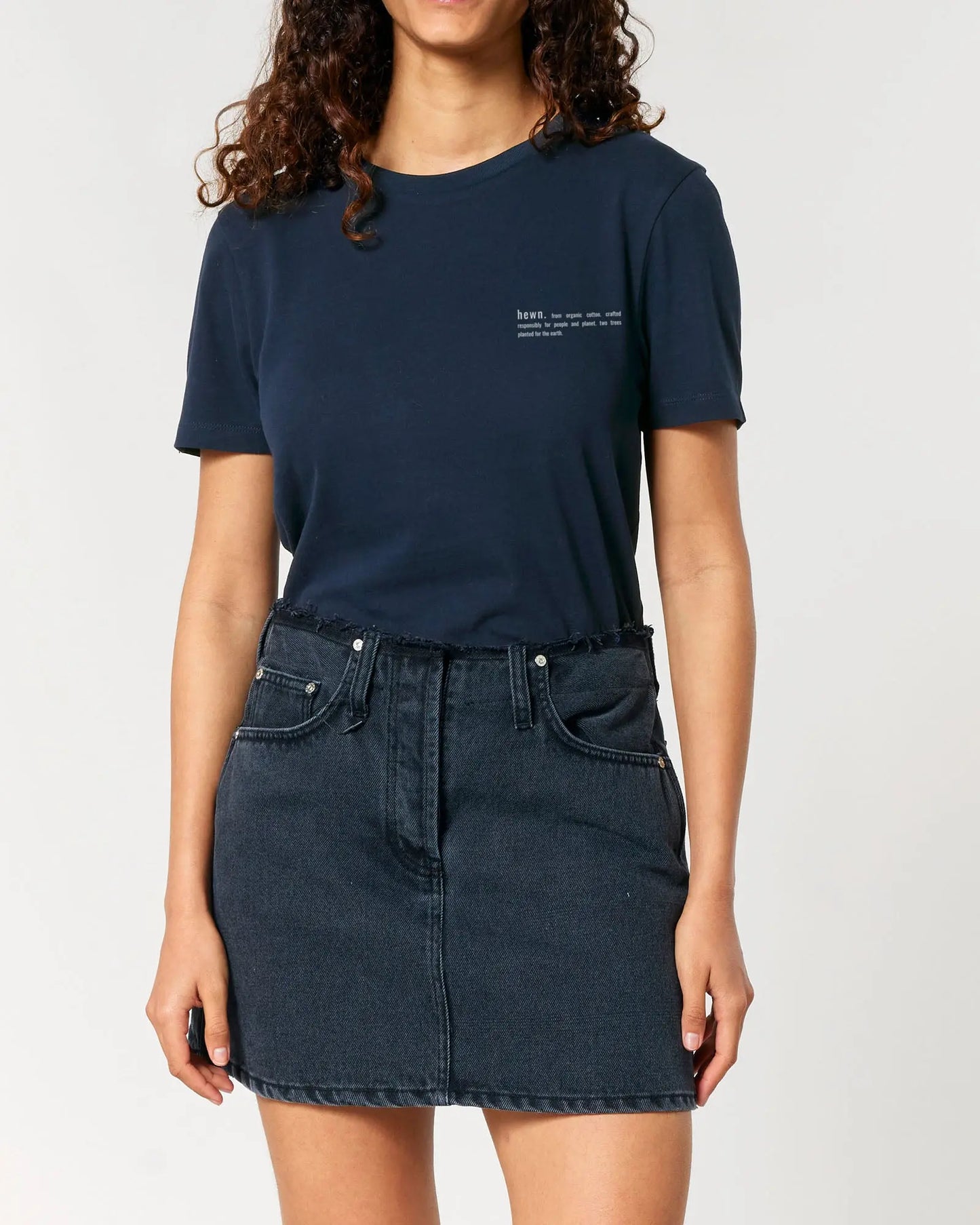 Midnight Navy Blue Women's Organic Cotton Relaxed-Fit T-Shirt hewn.