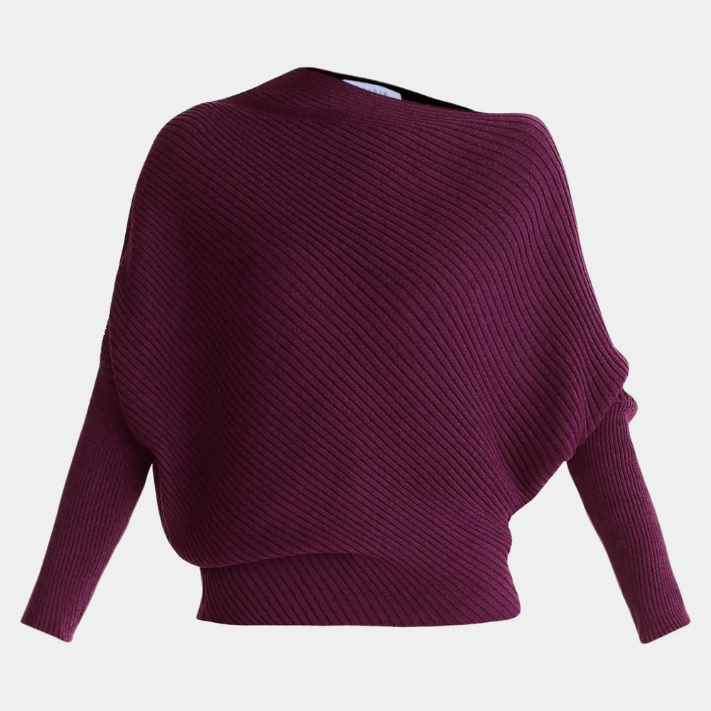 Midnight Plum Draped Knitted Jumper Paisie