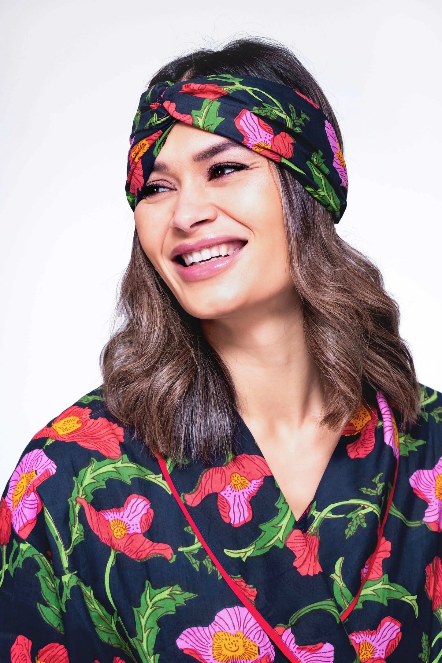 Midnight Sweetpea Floral Hair Scarf inara