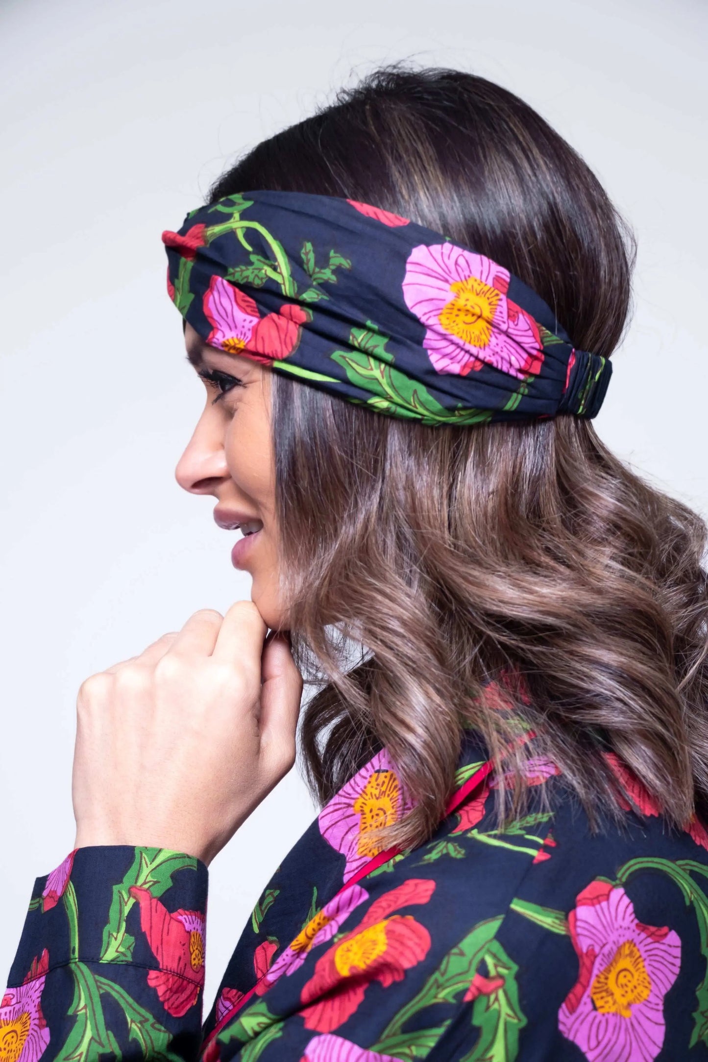 Midnight Sweetpea Floral Hair Scarf inara