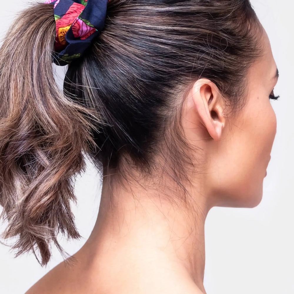 Midnight Sweetpea Floral Scrunchies inara