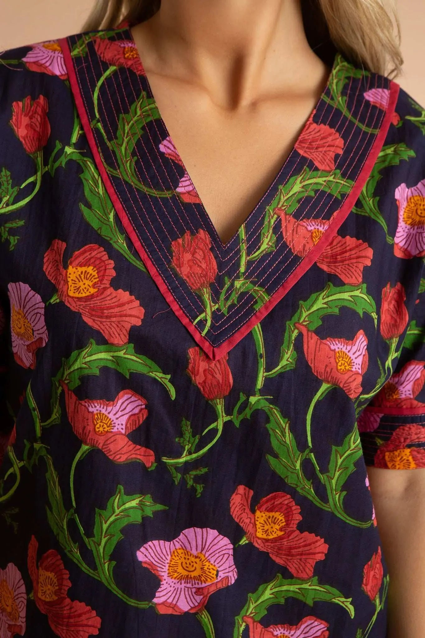 Midnight Sweetpea Women's Floral Cotton Pyjama Trouser Set inara