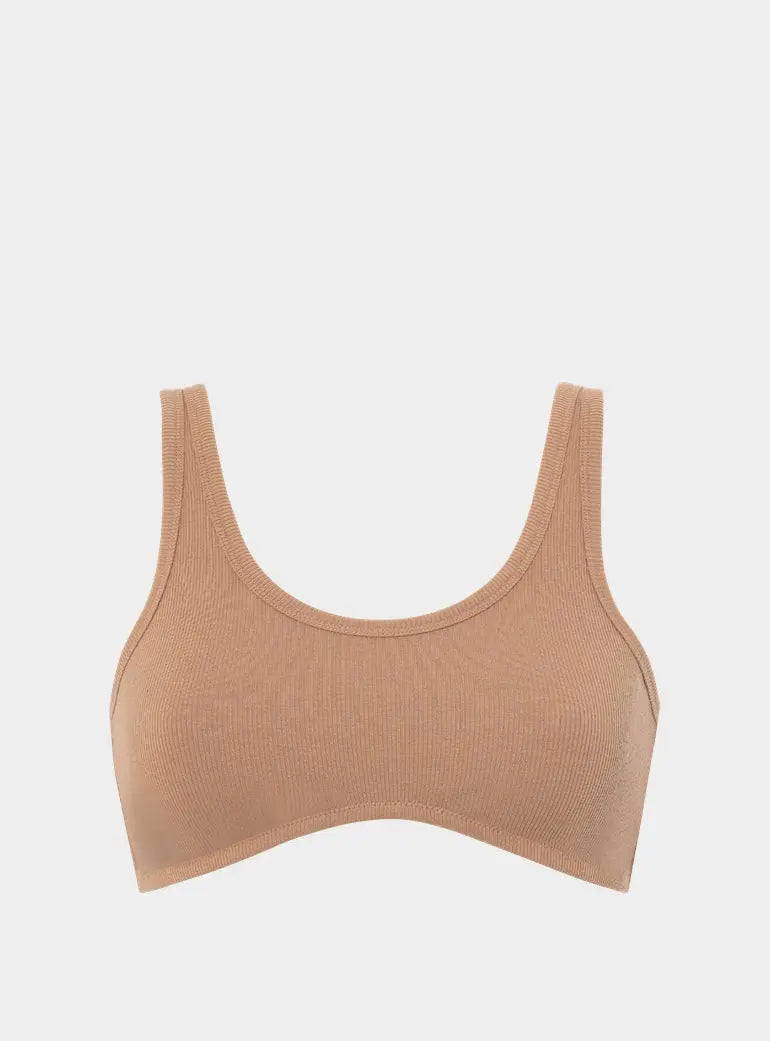 Mocha Organic Cotton Dip Front Bralette Nudea