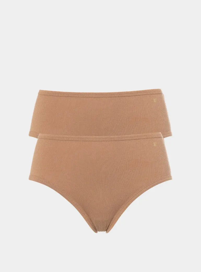 Mocha Organic Cotton Midi Brief 2 Pack Nudea