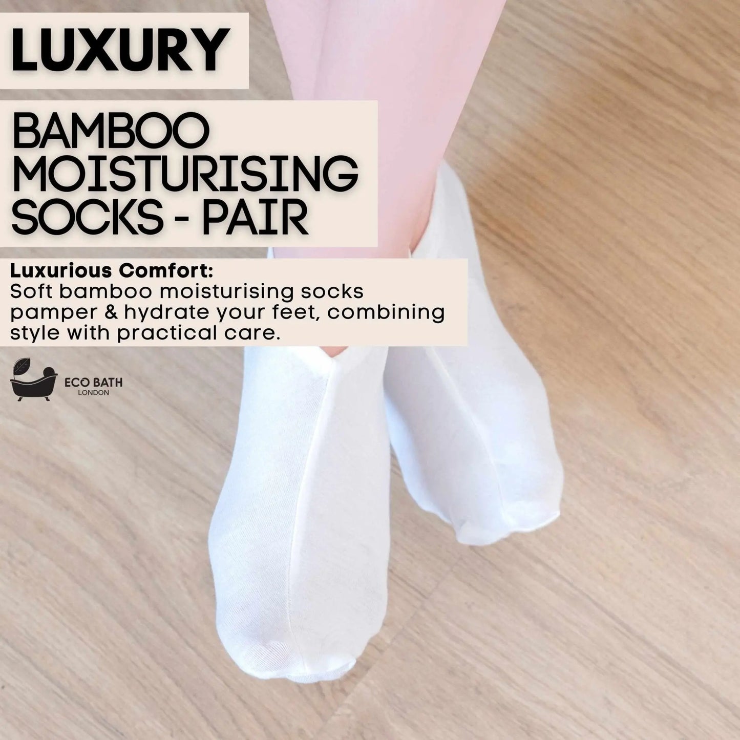 Moisturising Socks - 1 Pair, Breathable Soft Foot Moisturiser Socks for Overnight Hydration Eco Bath London