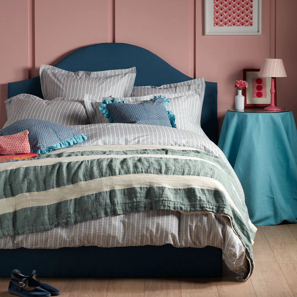 Molly Mahon Blue Bindi 100% Cotton Oxford Pillowcase The Secret Linen Store
