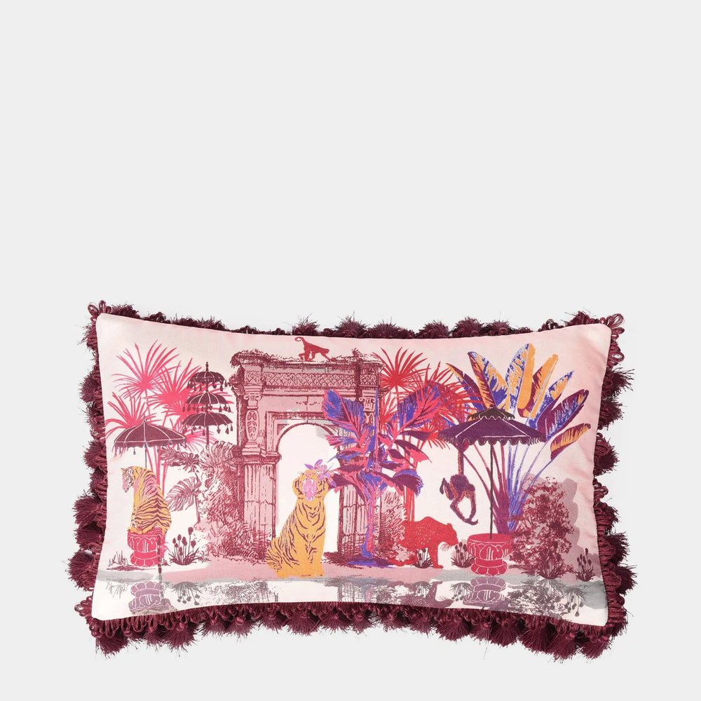 Monkey Temple Silk Cushion Bivain