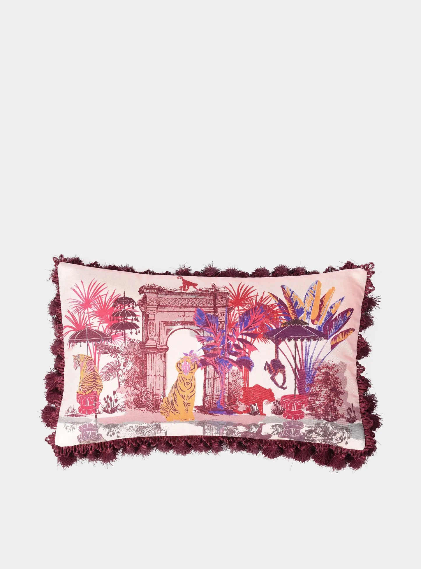 Monkey Temple Silk Cushion Bivain