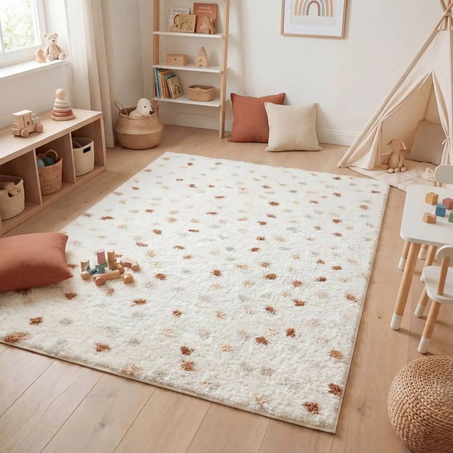 Moodi Shaggy Cream/Terra Biscotti Rug The Rugs