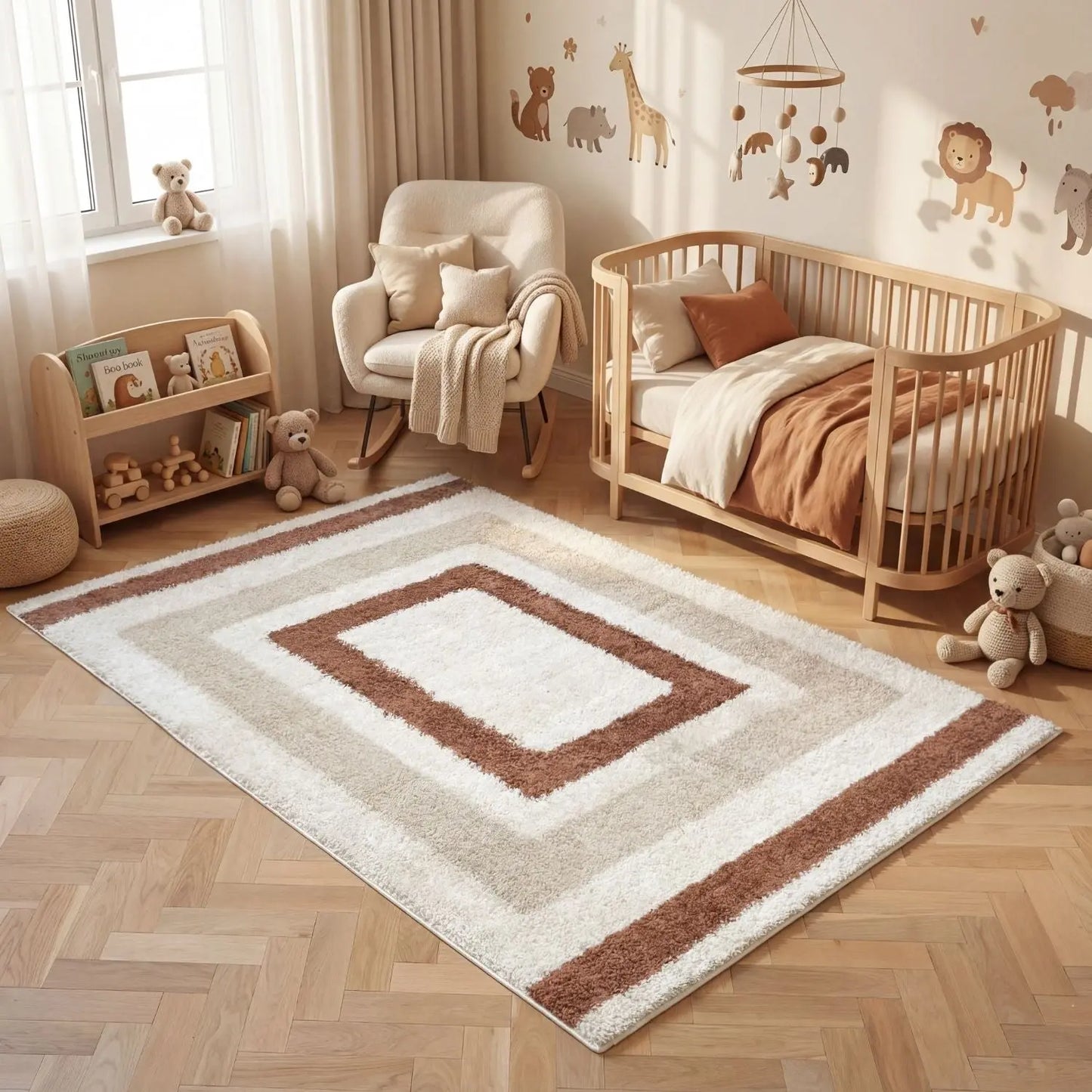 Moodi Shaggy Cream/Terra Slatefern Rug The Rugs