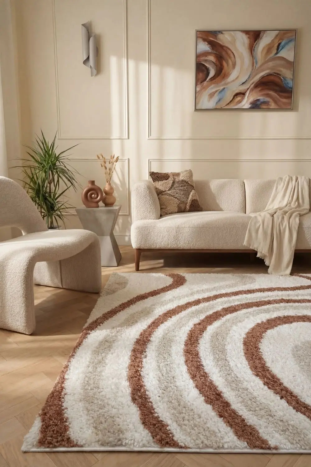 Moodi Shaggy Cream/Terra Sunhaze Rug The Rugs