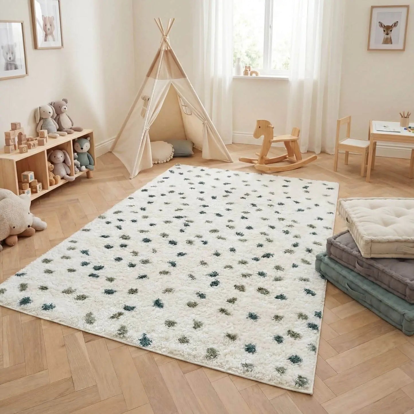 Moodi Shaggy Green Drizzle Rug The Rugs