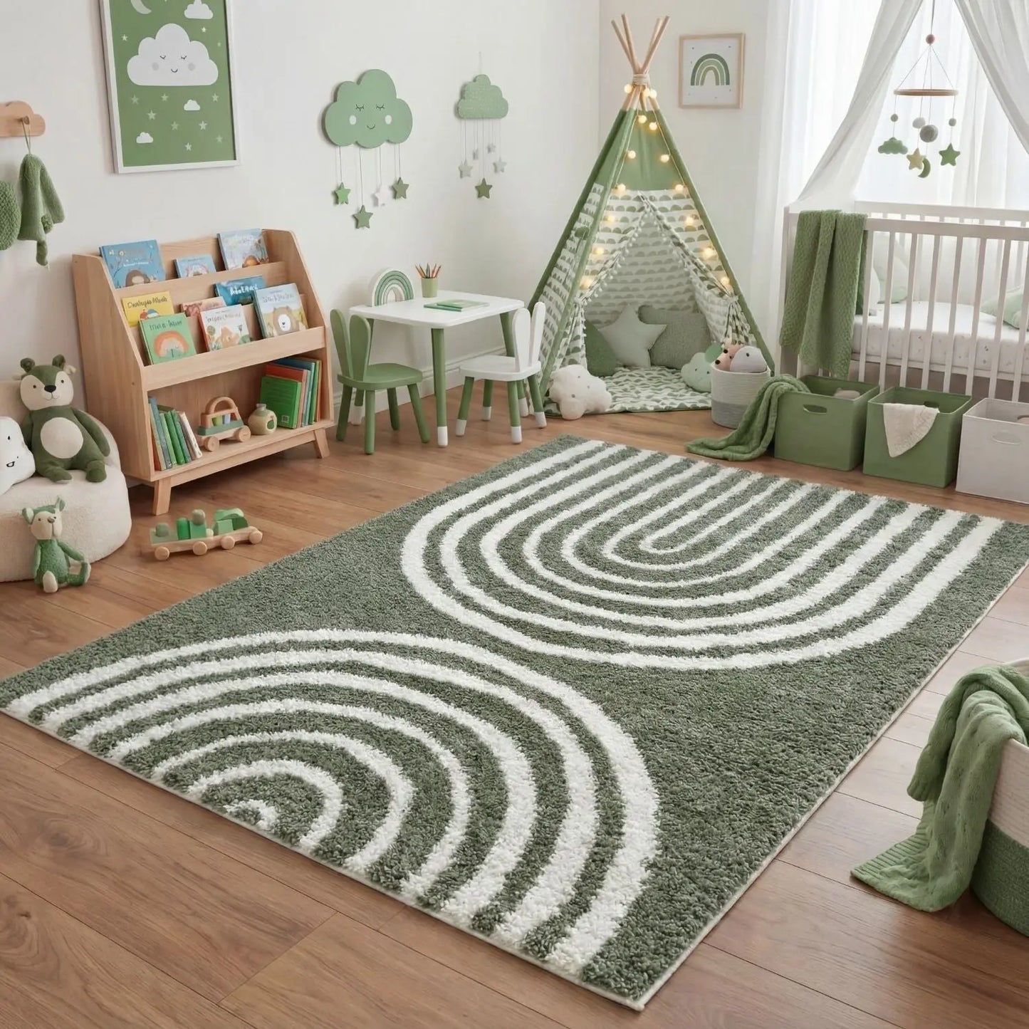 Moodi Shaggy Green Reverie Rug The Rugs