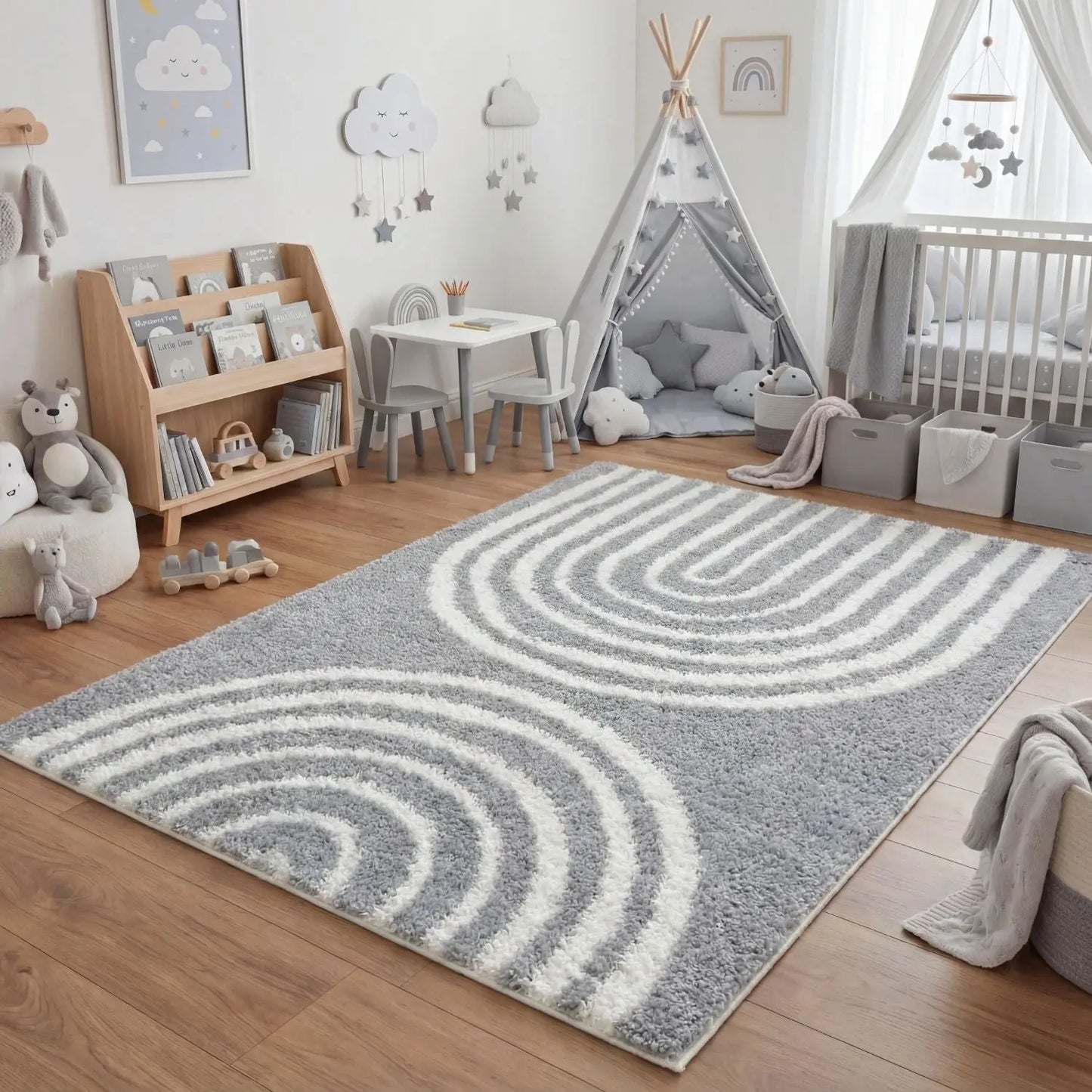Moodi Shaggy Grey Echo Rug The Rugs