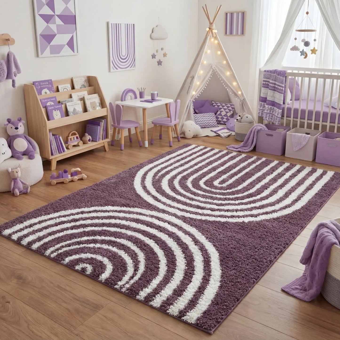 Moodi Shaggy Purple Velvetine Rug The Rugs