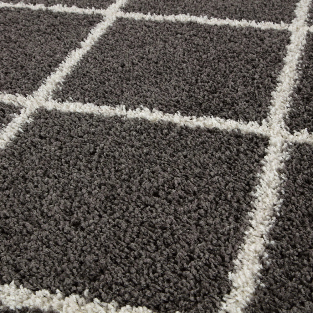 Moroccan Dark Grey Shaggy Rug | 540 The Rugs