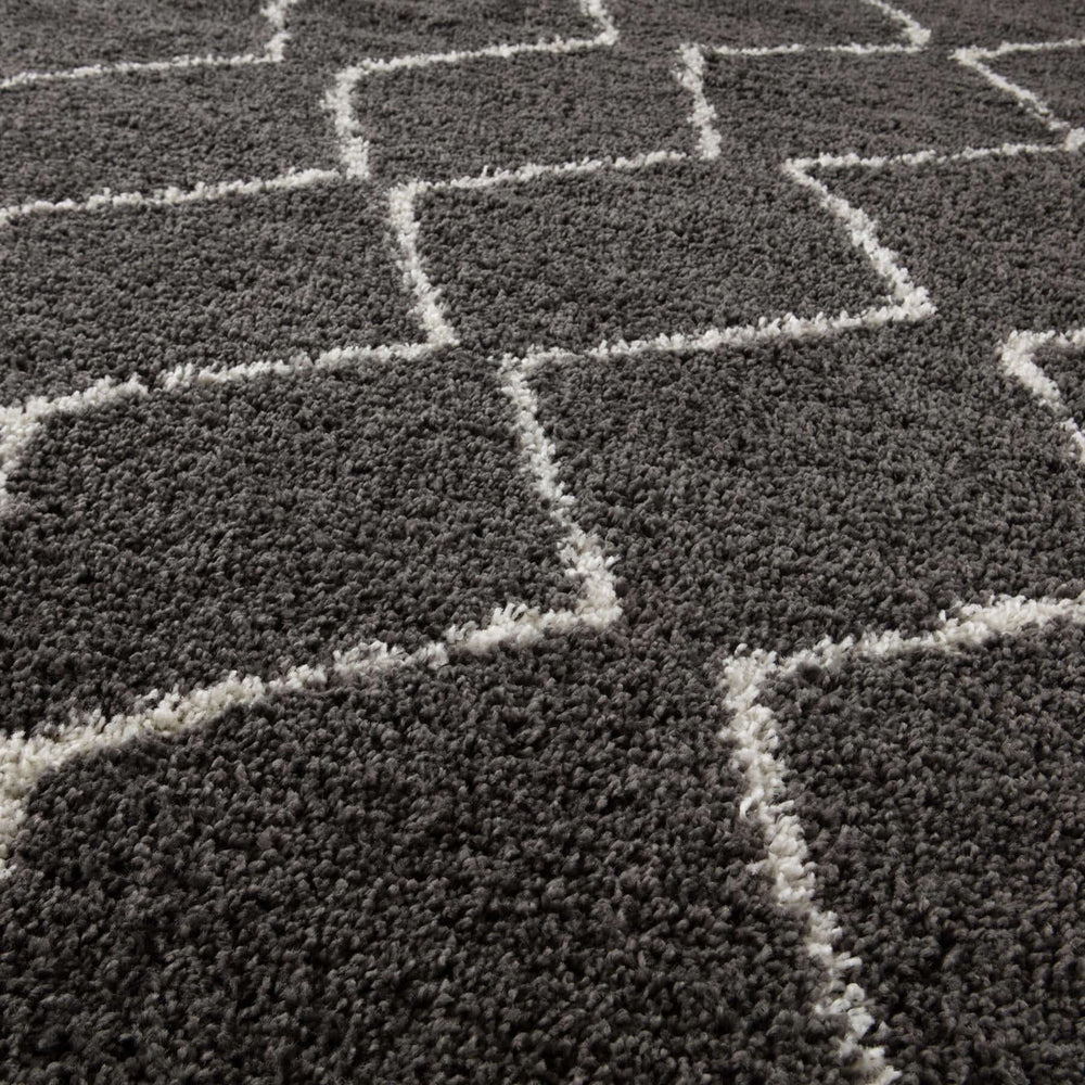 Moroccan Dark Grey Shaggy Rug | 840 The Rugs
