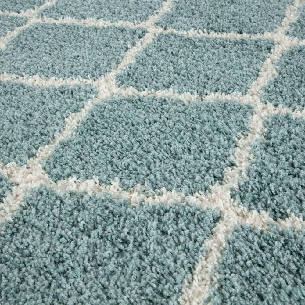 Moroccan Duck Egg Blue Shaggy Rug | 750 The Rugs