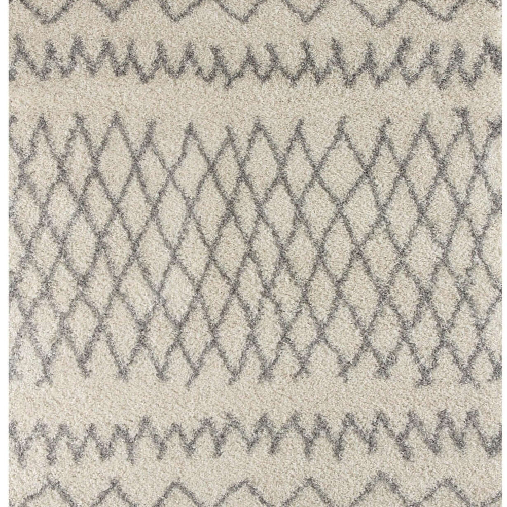 Moroccan Ivory Grey Shaggy Rug | 900 The Rugs