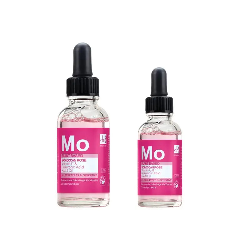 Moroccan Rose Facial Oil with Hyaluronic Acid & Vitamin C 15ml + 30ml Dr Botanicals