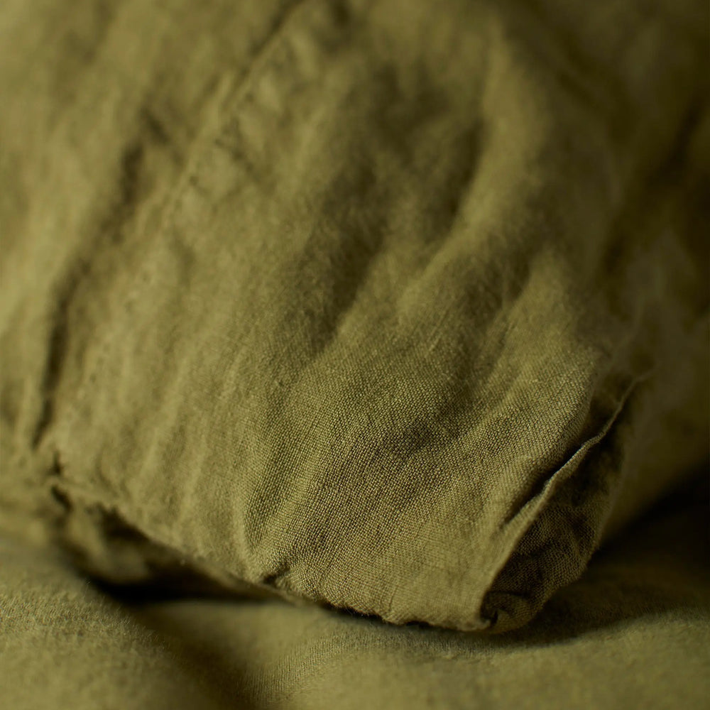 Moss Green 100% Linen Housewife Pillowcase The Secret Linen Store