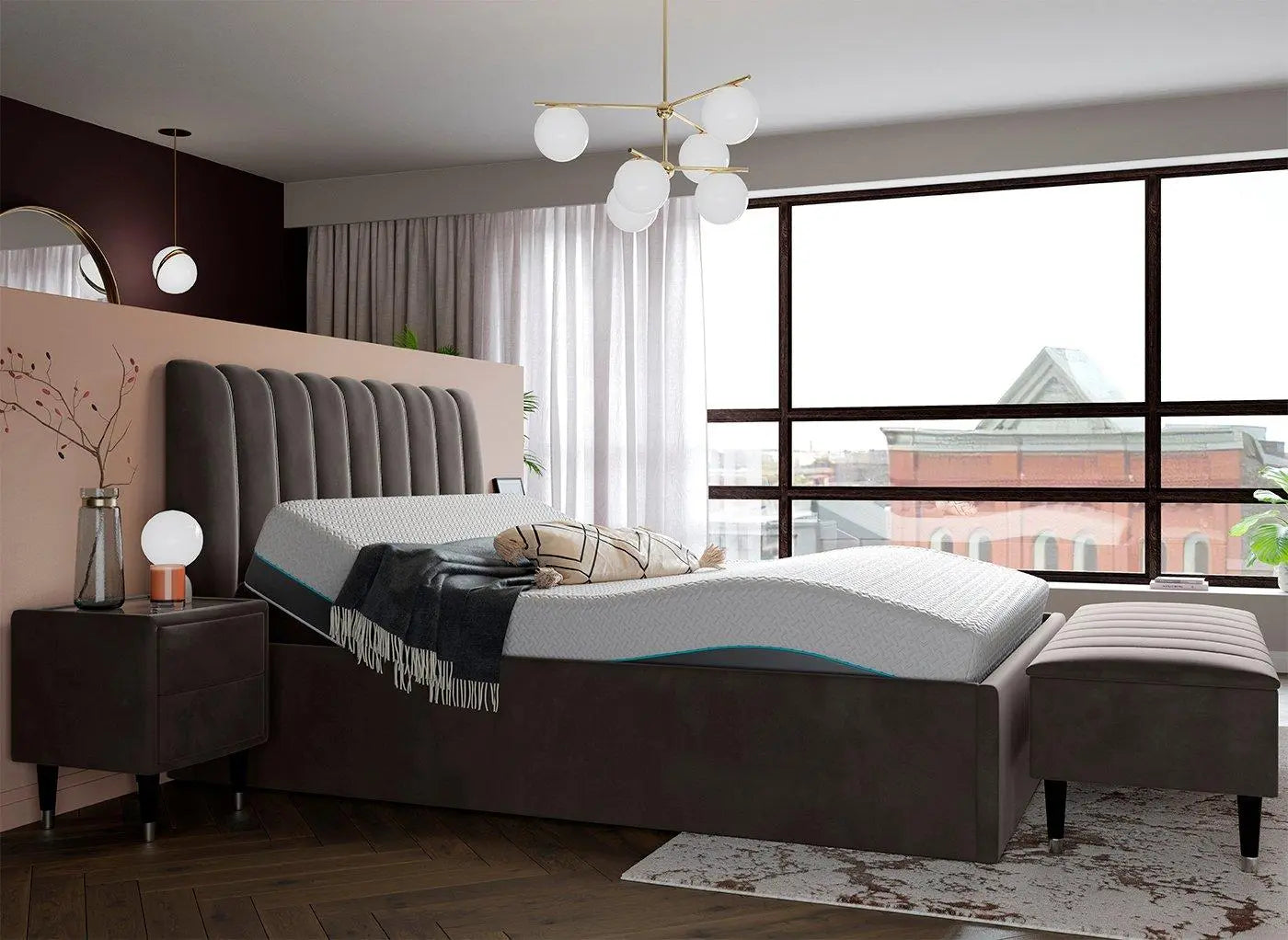 Mount Sleepmotion Adjustable Velvet-Finish Bed Frame - Grey Dreams