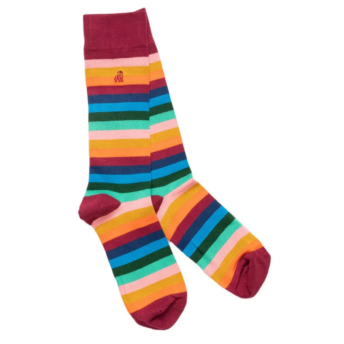 Multi Fine Striped Bamboo Socks Swole Panda