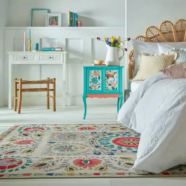 Hani Floral Washable Rug Dunelm