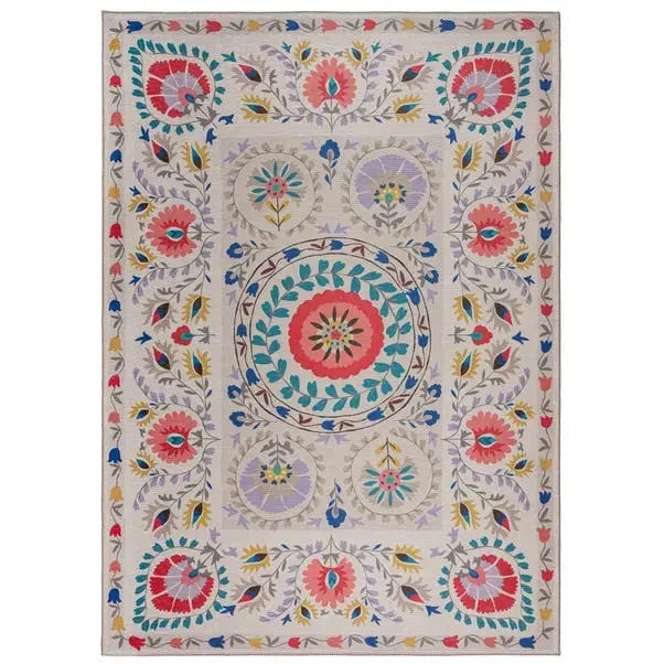 Hani Floral Washable Rug Dunelm