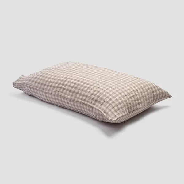 Mushroom Gingham Linen Blend Pillowcase (Pair) Piglet